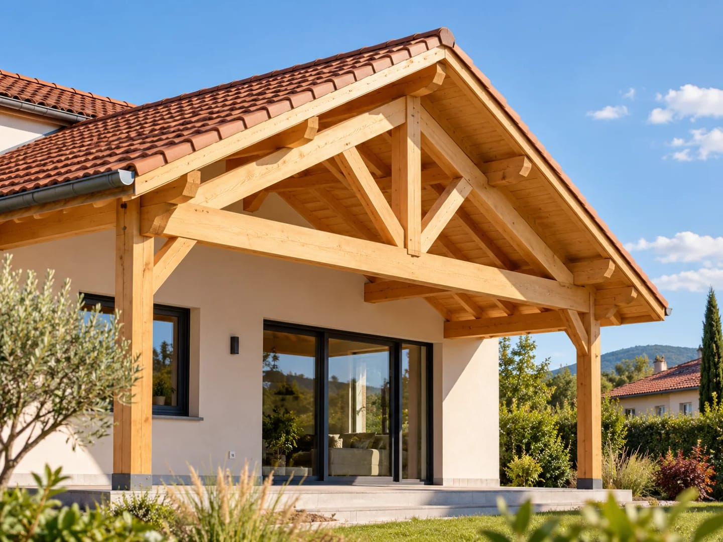 Charpente en bois créée pour une maison individuelle