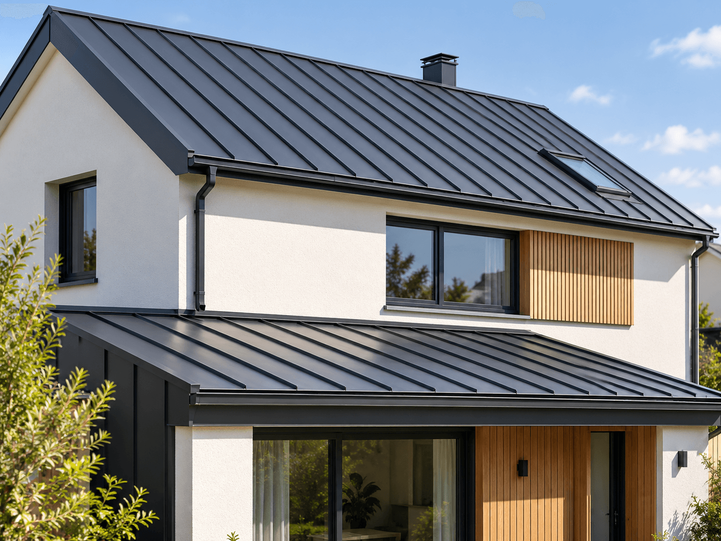 Couverture en bac acier sur une toiture moderne