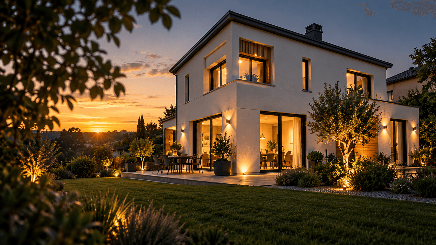 Maison isolée avec une façade rénovée
