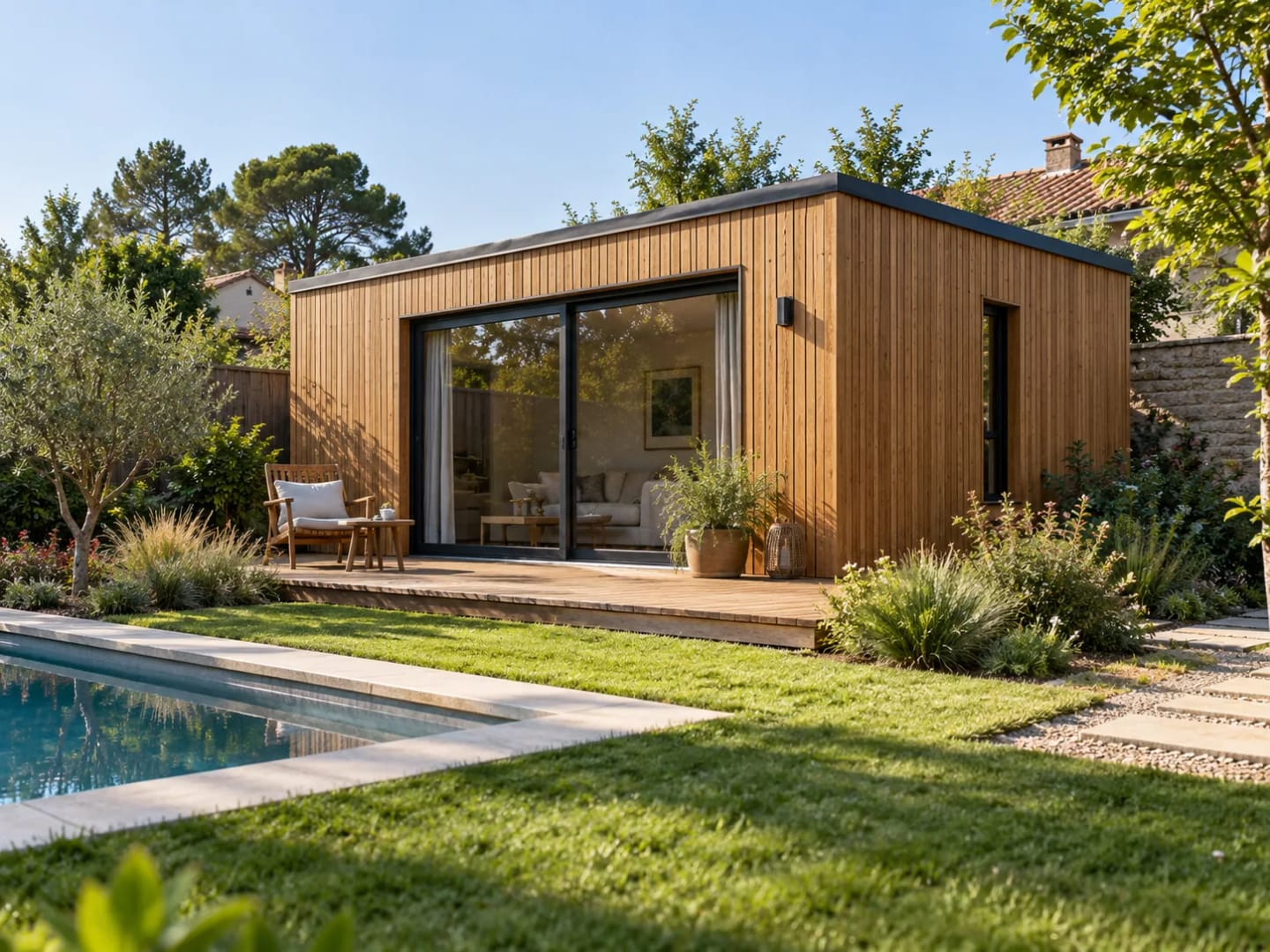 Annexe et studio de jardin en ossature bois.