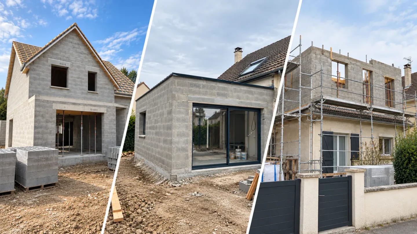 Construction en parpaing à Dourdan