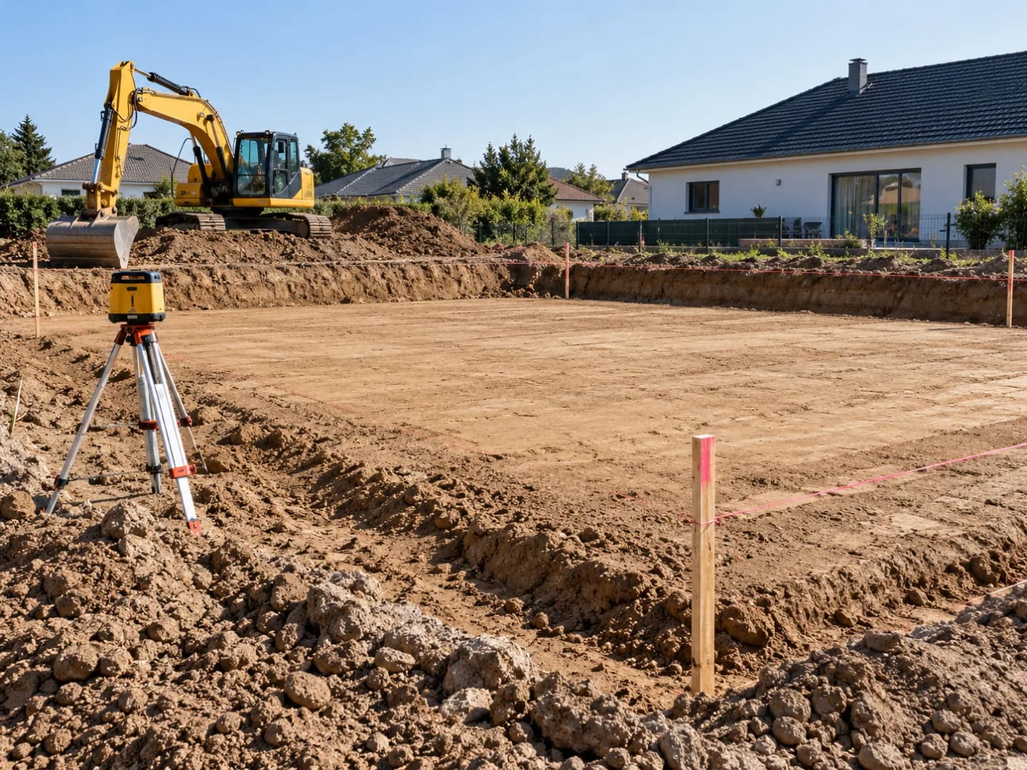 Terrassement d’une plateforme avant la construction d’une maison